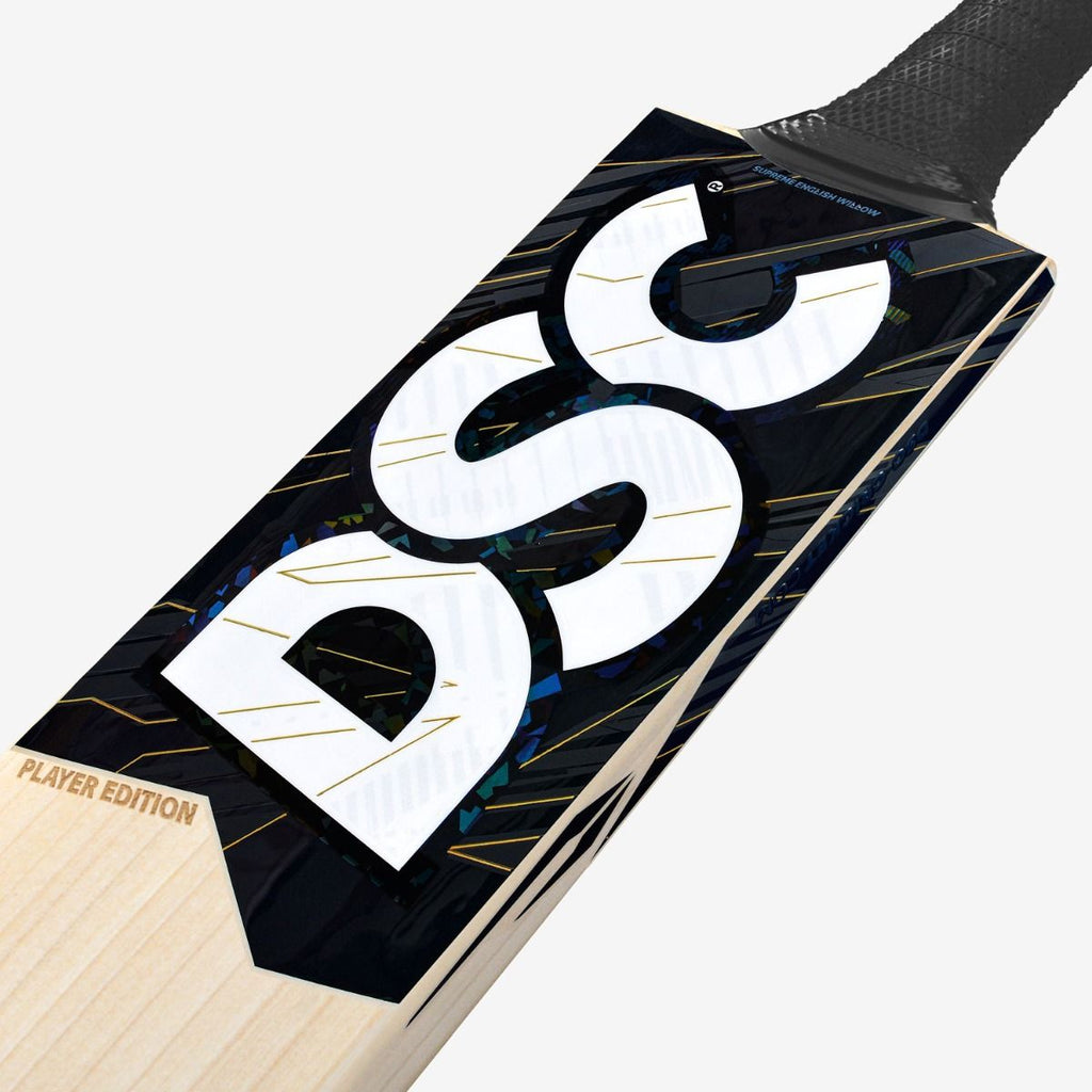 DSC Blak Rachin Ravindra Players Edition English Willow Cricket Bat Harrow profile view