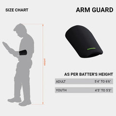 Moonwalkr black cricket arm guard manufacturer size comparison