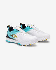 one8 Cover Drive 18 X cricket shoes in Jersey White, Sonic Blue and Trophy Gold, pair view