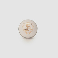 SG Shield 30 White Youth Leather Cricket Ball side view