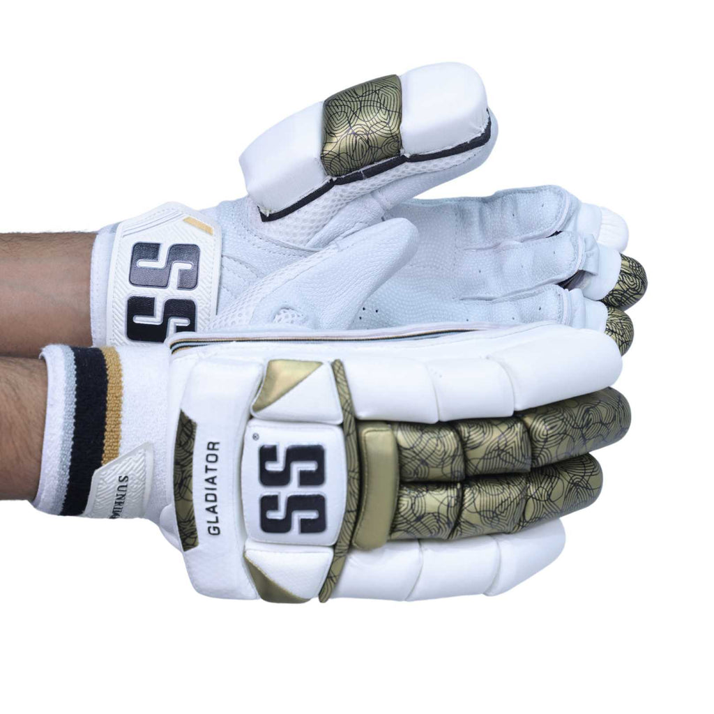 SS Gladiator Cricket Batting Gloves - palm and fit view
